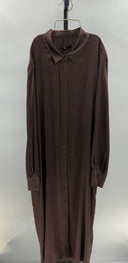 Quince Womens Washable Stretch Silk Maxi Shirt Dress Hot Fudge Basic Sleeved XL