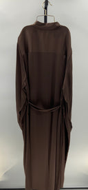 Quince Womens Washable Stretch Silk Maxi Shirt Dress Hot Fudge Basic Sleeved XL