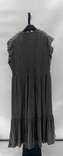 Quince Women's Organic Textured Cotton Smocked V-Neck Midi Dress Charcoal L