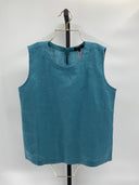 Quince Womens 100% European Linen Tank Mineral Blue Sleeved Top S