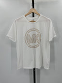 Michael Kors Studded Logo Charm Organic Cotton Jersey T-Shirt White L/G