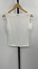 Quince Women's Stretch Cotton Jersey Boat Neck Tank Soft White Sleeved Top S