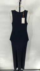 Quince Womens Tencel Rib Knit Tank Midi Dress Black Basic Sleeveless XS