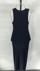 Quince Womens Tencel Rib Knit Tank Midi Dress Black Basic Sleeveless XS