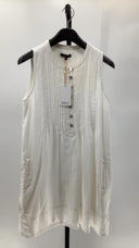 Quince Women's 100% Organic Cotton Gauze Sleeveless Swing Dress White XS