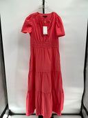 Quince Women's 100% Organic Cotton Poplin Tiered Maxi Dress Spiced Coral S