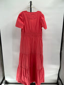 Quince Women's 100% Organic Cotton Poplin Tiered Maxi Dress Spiced Coral S