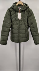 Quince Women's Lightweight Down Packable Puffer Hooded Jacket Loden Outerwear M