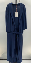 Quince Womens Extended Sizes Tencel Jersey Midi Wrap Dress Navy 3X