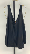 Quince Womens Cotton Modal Double Scoop Neck Tank Black Sleeved Top L