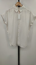 Quince Womens Vintage Wash Tencel Camp Shirt White Sleeved Top S