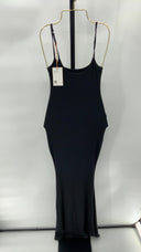 Quince Womens Tencel Rib Knit Maxi Slip Dress Black Basic Sleeved S