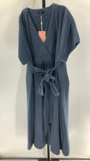 Quince Maternity Organic Cotton Gauze Midi Dress Indigo Blue Basic Sleeved M