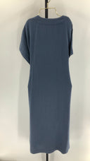 Quince Maternity Organic Cotton Gauze Midi Dress Indigo Blue Basic Sleeved M