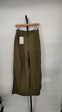 COS Women's Relaxed Linen-Blend Wide-Leg Pants Dark Khaki 4