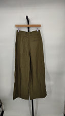 COS Women's Relaxed Linen-Blend Wide-Leg Pants Dark Khaki 4