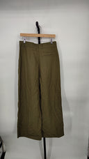 COS Women's Relaxed Linen-Blend Wide-Leg Pants Dark Khaki 8