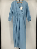 COS Women's V-Neck Culotte Jumpsuit Light Blue Sleeved 12