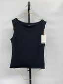 Quince Womens Stretch Cotton Jersey Boat Neck Tank Black Sleeved Top S