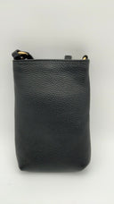 Quince Womens Italian Pebbled Leather Phone Crossbody Black Bags