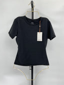 Quince Womens Stretch Cotton Jersey Fitted T-Shirt Black Sleeved Top XS