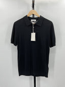 COS Men's Slim Knitted Silk Polo Shirt Black Sleeved Top S