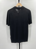 COS Men's Slim Knitted Silk Polo Shirt Black Sleeved Top S