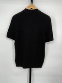 COS Men's Textured Knitted Polo Shirt Black Sleeved Top XS