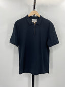 COS Men's Cotton-Pique Half-Zip Polo Shirt Navy Sleeved Top XS