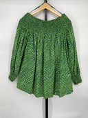 COS Women's Off-The-Shoulder Smocked Top Green Sleeved S