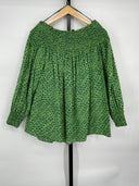 COS Women's Off-The-Shoulder Smocked Top Green Sleeved S