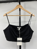 COS Women's Square-Neck Crop Top Black Sleeved L