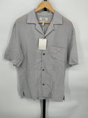 COS Men's Camp-Collar Seersucker Shirt Light Grey Sleeved Top XS
