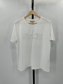 Michael Kors Womens Logo Organic Cotton T-Shirt White Sleeved Top