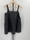 COS Women's Leather Mini Pinafore Dress Black Basic Sleeved 2