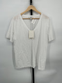 COS Women's 24/7 Regular V-Neck T-Shirt White Sleeved Top L