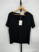 COS Women's 24/7 Regular V-Neck T-Shirt Black Sleeved Top S