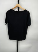 COS Women's 24/7 Regular V-Neck T-Shirt Black Sleeved Top S