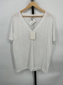 COS Women's 24/7 Regular V-Neck T-Shirt White Sleeved Top L