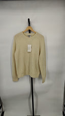 COS Men's Chunky Ribbed Wool Sweater White Sleeved Top L