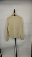 COS Men's Chunky Ribbed Wool Sweater White Sleeved Top L