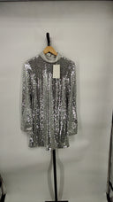 COS Women's Recycled Sequinned Mini Dress Silver Basic Sleeved 4