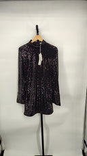 COS Women's Recycled Sequinned Mini Dress Black Basic Sleeved 4