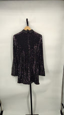 COS Women's Recycled Sequinned Mini Dress Black Basic Sleeved 4