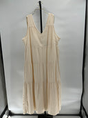 Quince Womens 100% Organic Cotton Gauze Tiered Maxi Dress Vintage Cream L