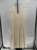 Quince Womens 100% Organic Cotton Gauze Tiered Maxi Dress Vintage Cream L