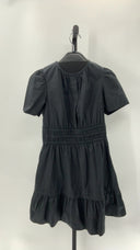 Quince Womens 100% Organic Cotton Poplin Tiered Mini Dress Black L