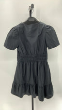 Quince Womens 100% Organic Cotton Poplin Tiered Mini Dress Black L