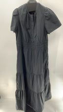 Quince Womens 100% Organic Cotton Poplin Tiered Maxi Dress Black 1X