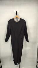 COS Women's Draped Wool-Blend Midi Dress Black Basic Sleeved 2